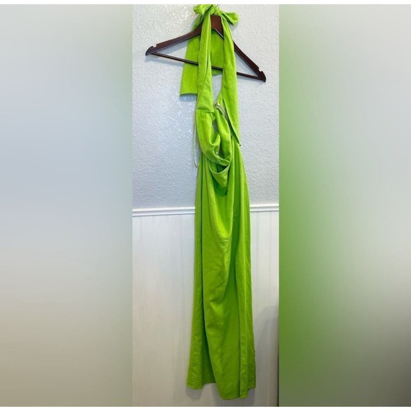 Zara LINEN BLEND CUT OUT HALTER DRESS 7707/9394/039/022 - Picture 2 of 8